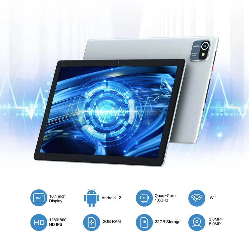 Tablet 10.1 Android 12 2GB RAM 64GB Memoria, Quad Core, HD - Skala Store 